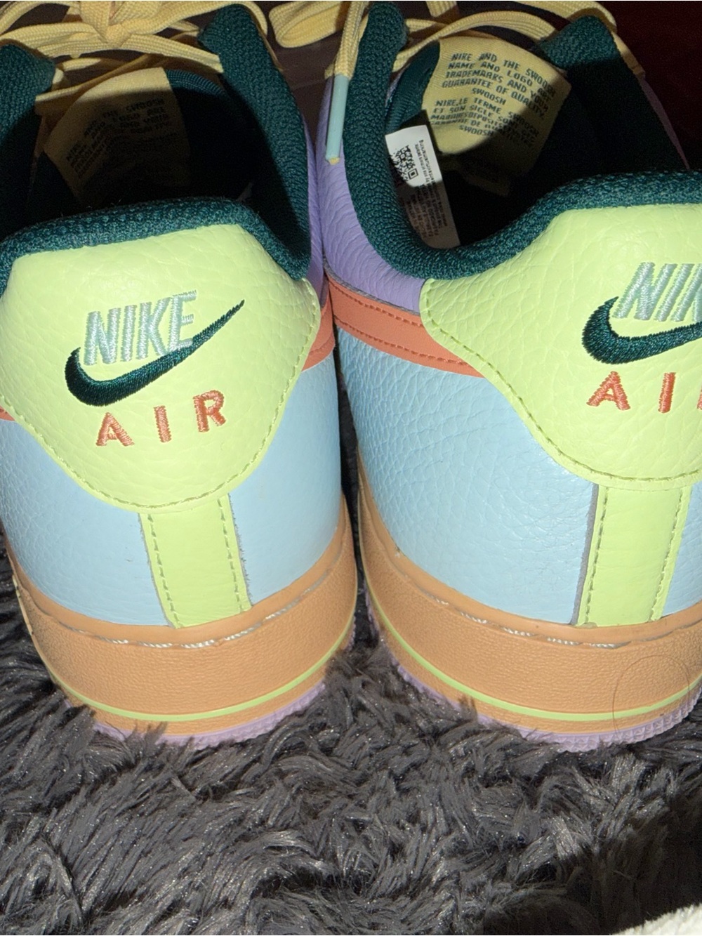 Men’s Nike Air Force Pastel Blue, Lime, Peach & Lavender Size 11